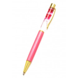 stylo doré/Rose avec fleurs à l'intérieur